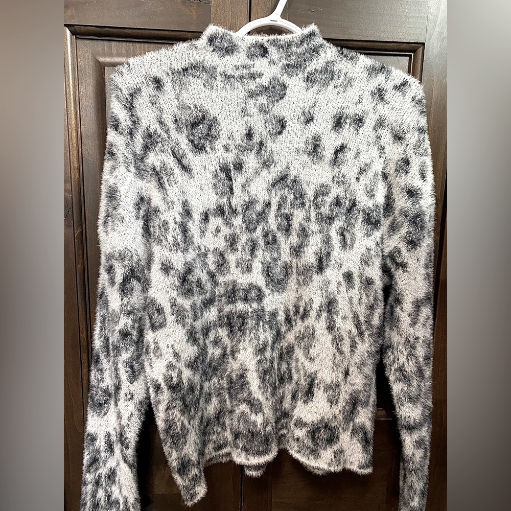 Grey Cheetah/Leopard Print Turtleneck Sweater